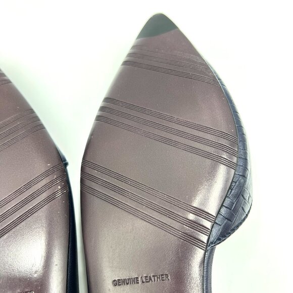 Brooks Brothers Size 8 Navy Blue Leather Pointed Toe D'Orsay Flats Shoes - Picture 11 of 13